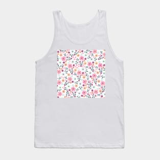 Pink flowers Botanical White Design Tank Top